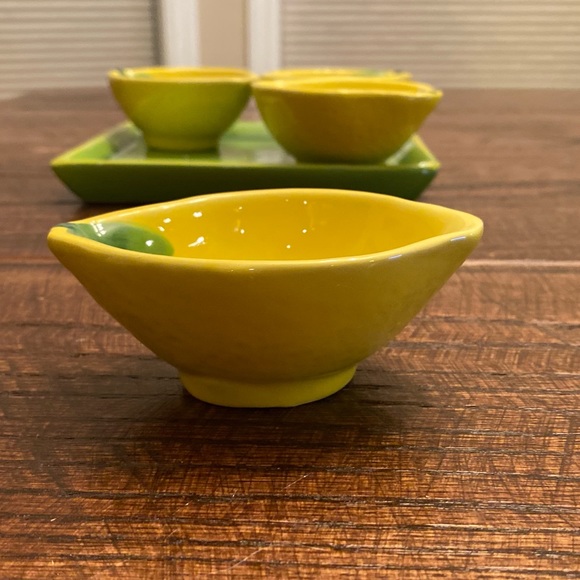 Small Lemon Ceramic Bowls & Ceramic Square Green Tray, Farmhouse Lemons Bowls - Picture 13 of 16
